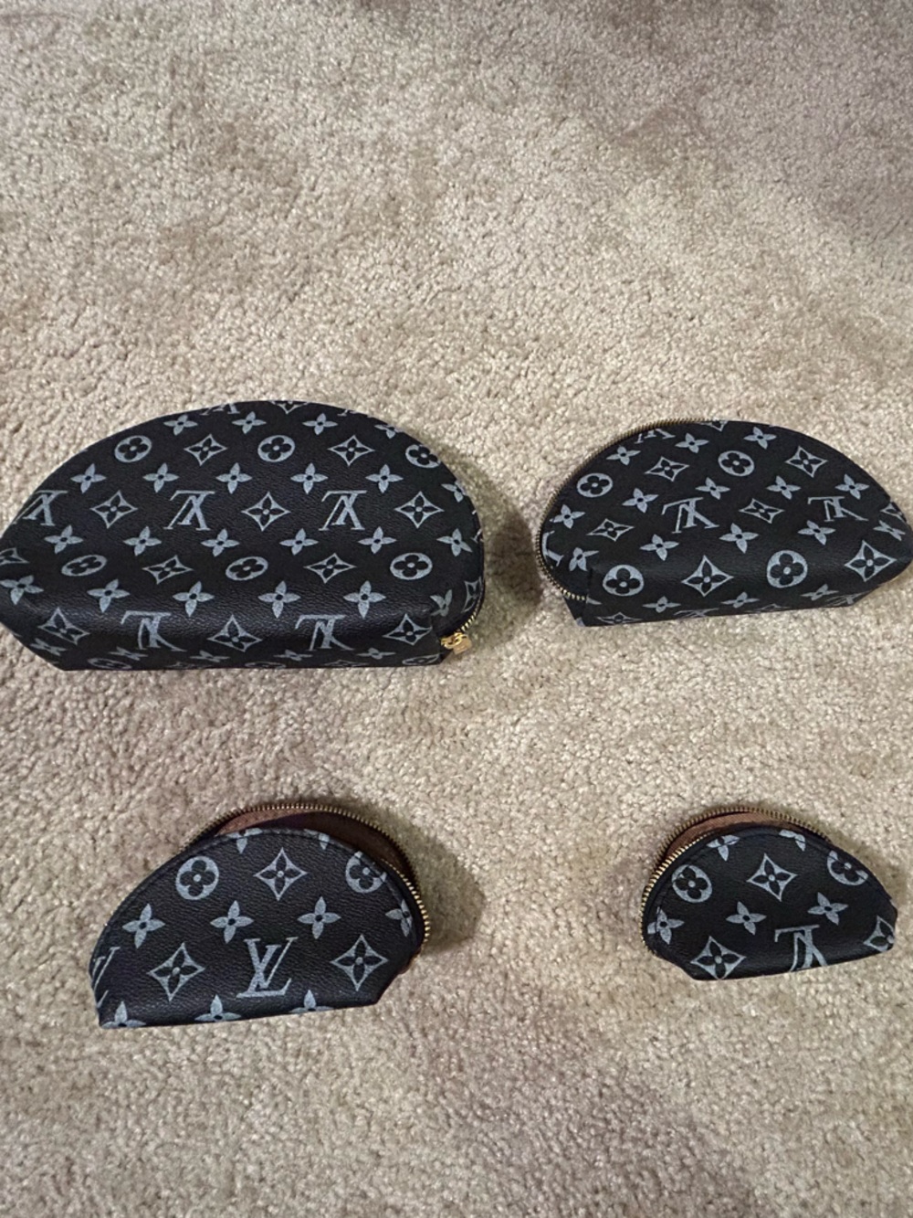 Black Monogram Coin Pouch Set